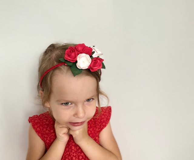 Red flower best sale headband baby