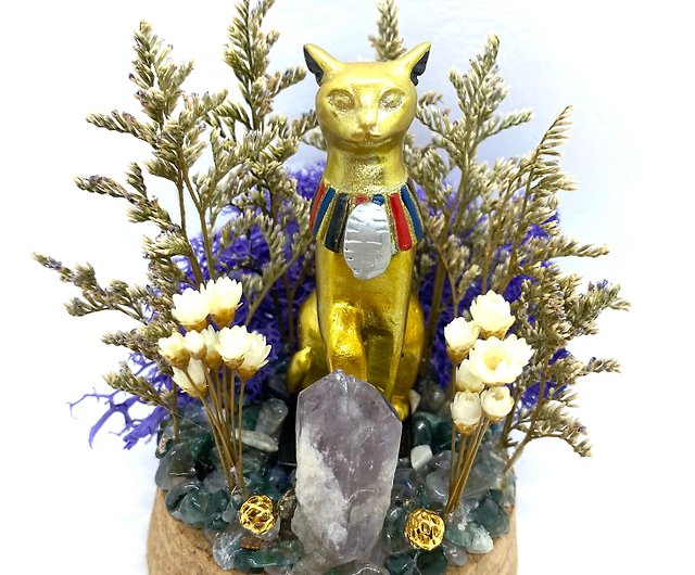 インディゴフォレスト-猫の神のバステトとパープル-手作りのガラス