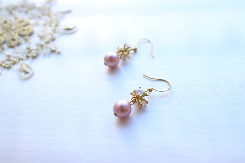 Romantic snow-Brass handmade earrings - ต่างหู - ทองแดงทองเหลือง หลากหลายสี