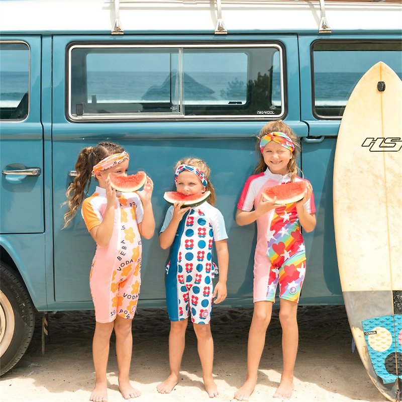Voda Beba children&#39;s swimsuit girls short-sleeved shorts one-piece sunscreen swimsuit
