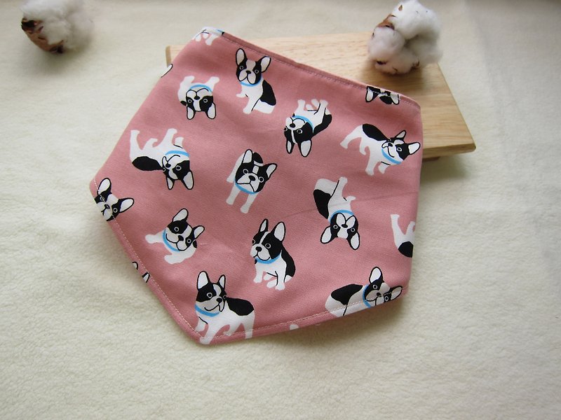 Holding Bulldog dog for a walk - infant baby cotton bandage, bibs (Elderberry) - Bibs - Other Materials Pink
