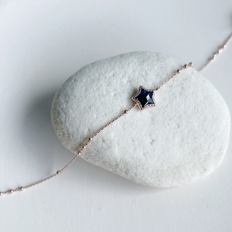 Chubby Star dark blue agate triplets bracelet - Necklaces - Gemstone 