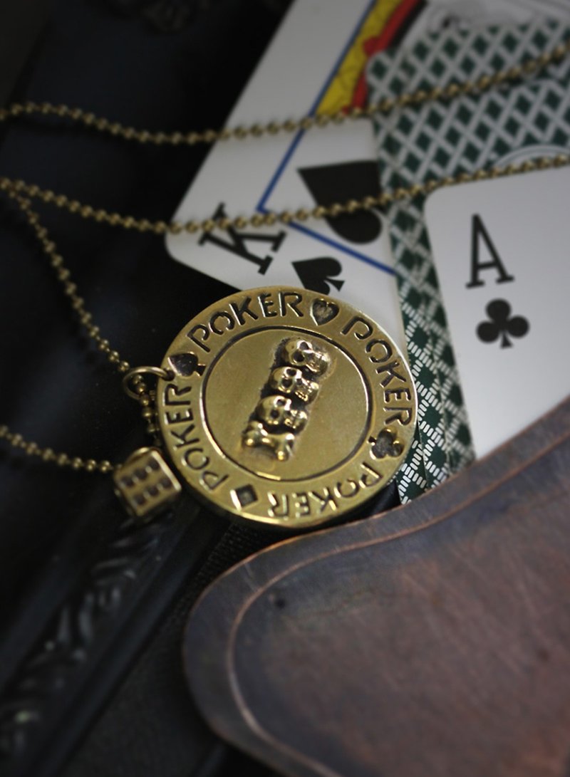 สร้อยคอ Skull Poker Chip and Dice Charm Necklace
