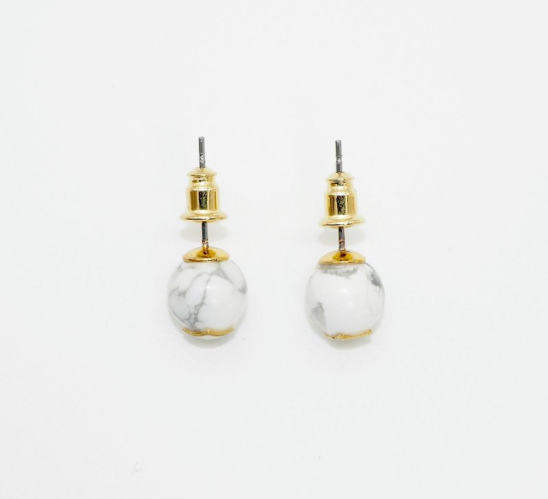 GD CLASSIC- white Wen Shi earrings. Stone semantics - creativity - Earrings & Clip-ons - Gemstone 