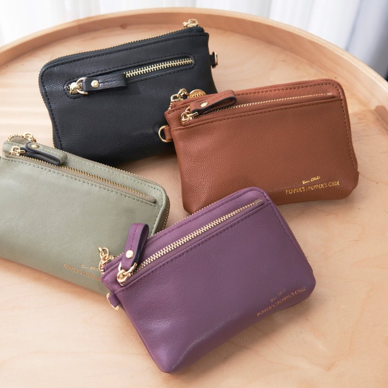 GOLD Sheepskin Card Coin Purse - Yellow/Pink/ Brown/Purple/Blue/Green - กระเป๋าใส่เหรียญ - หนังแท้ หลากหลายสี