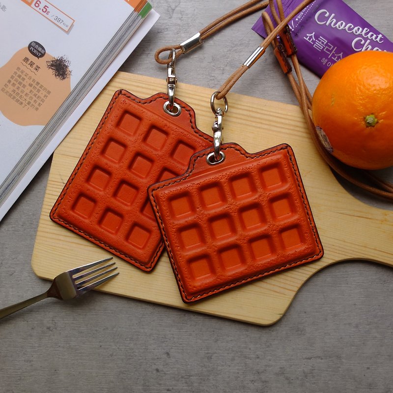 AT-Handmade-Orange product and orange flavor Waffle checkered cake card set/card holder/work permit