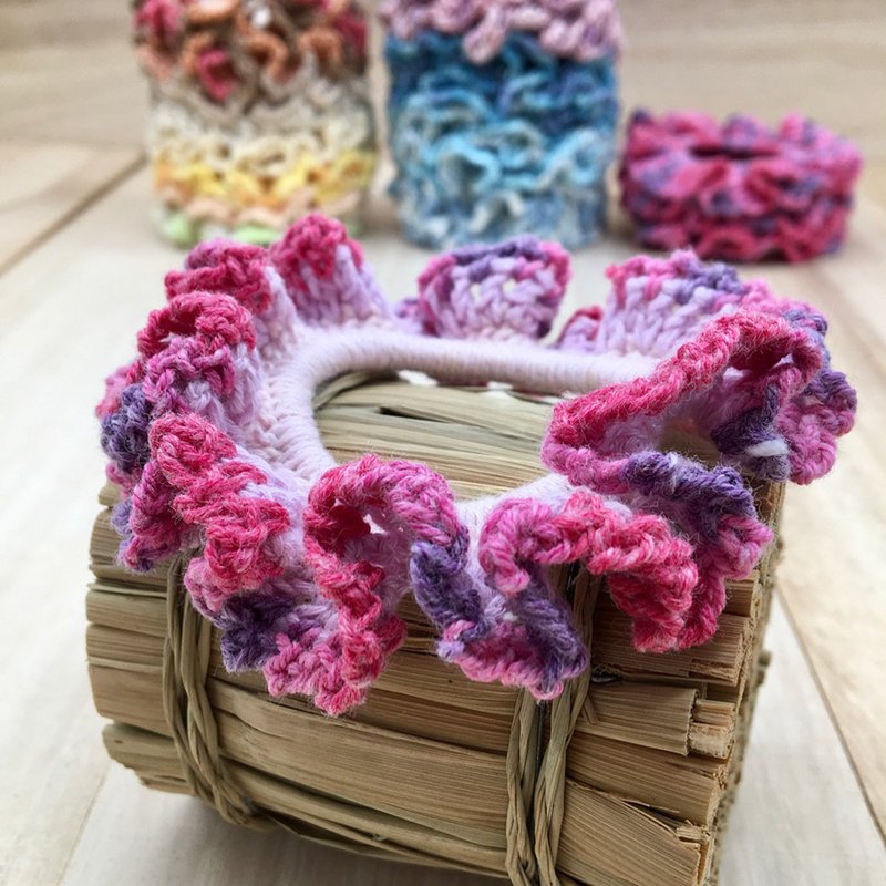 Hair Scrunchies - Colourful Hair Ties & Elastics - Crochet Hair Accessories - 髮夾/髮圈 - 棉．麻 紫色