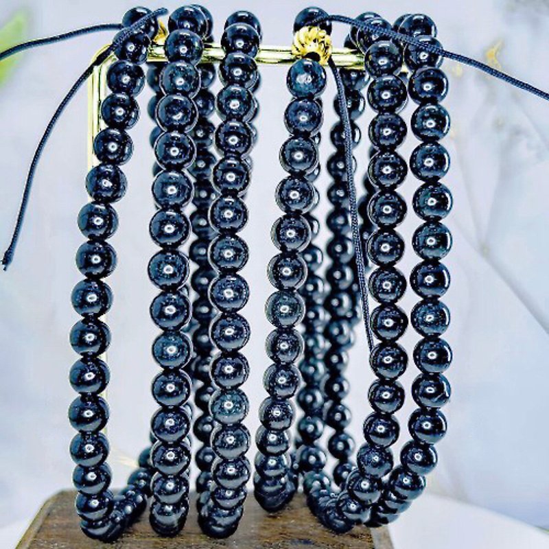 Endless circle [black jade/black jade] 5.8mm natural Burmese jade A goods/108 rosary bracelets/optional - Bracelets - Jade Black
