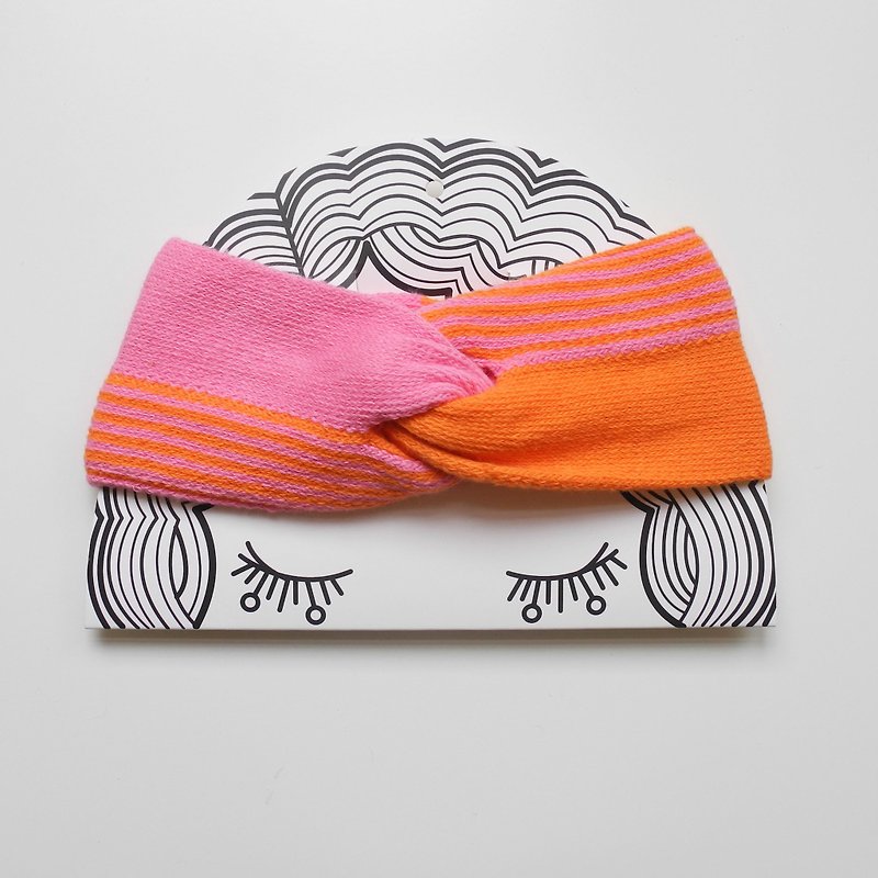 studio chiia - Knitted French Headband- Pink / Orange