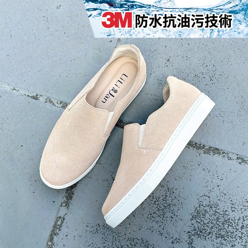 Save 200 on new products [British color palette] Matte cowhide water-repellent and stain-resistant loafers_Almond rice - รองเท้าอ็อกฟอร์ดผู้หญิง - หนังแท้ สีกากี