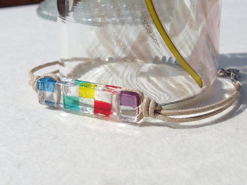 [Rainbow] Rainbow-colored glass (Niji [Colorful]) Bracelet / Anklet [Length, metal-free choice] [Made to order]