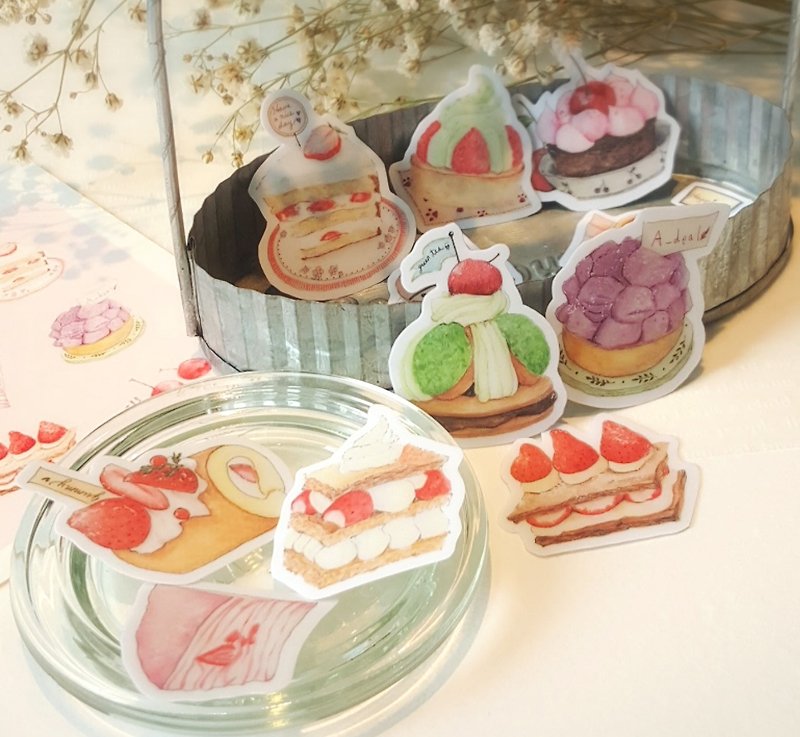 Dim Sum Series - Hand Painted Cake Stickers - สติกเกอร์ - กระดาษ สึชมพู