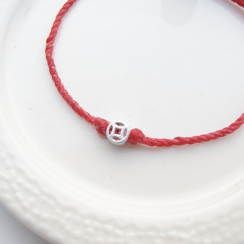 [Hand-knitted Wax Thread] Retro Coins | Red Thread Lucky Wax Rope Bracelet Lucky Fortune and Safety |