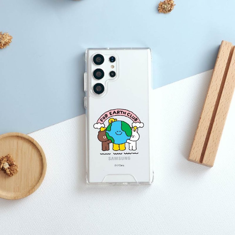 LINE FRIENDS Earth-擁抱地球防摔透明SAMSUNG手機殼 - 手機殼/手機套 - 塑膠 多色