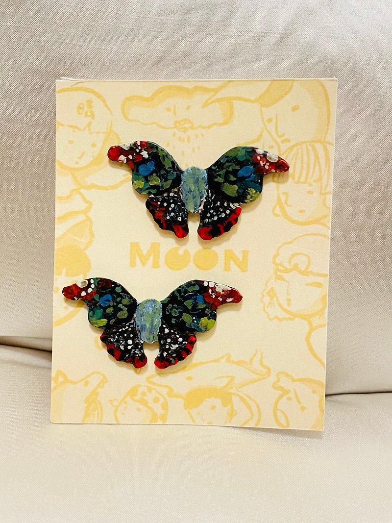 Moon Butterfly Loves 2 - Earrings & Clip-ons - Plastic Black