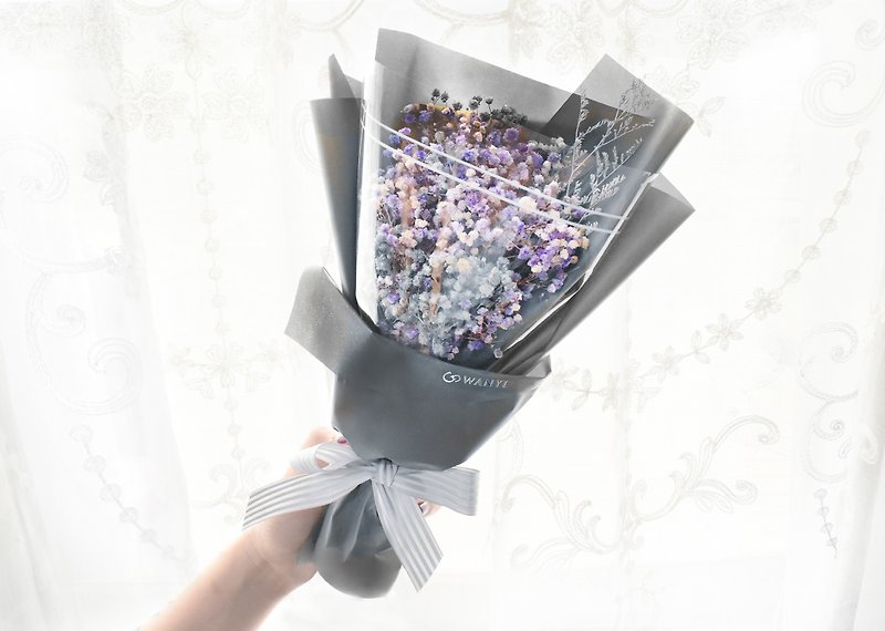 WANYI Silver Grey Purple Gypsophila Father's Day Bouquet Dry Flowers - Plants - Plants & Flowers Gray
