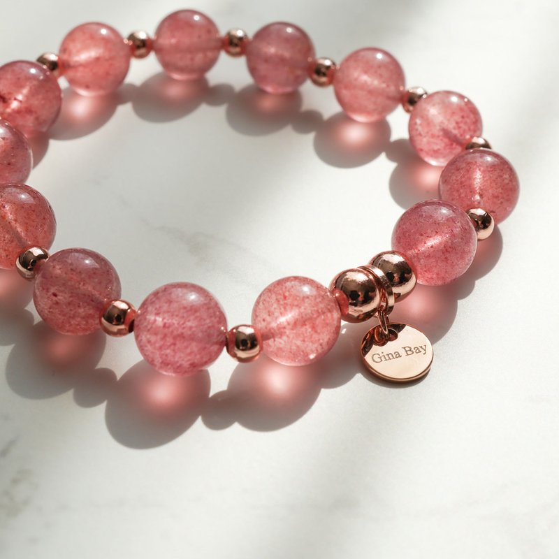 Strawberry crystal 14kGF silver rose gold bracelet - สร้อยข้อมือ - คริสตัล 