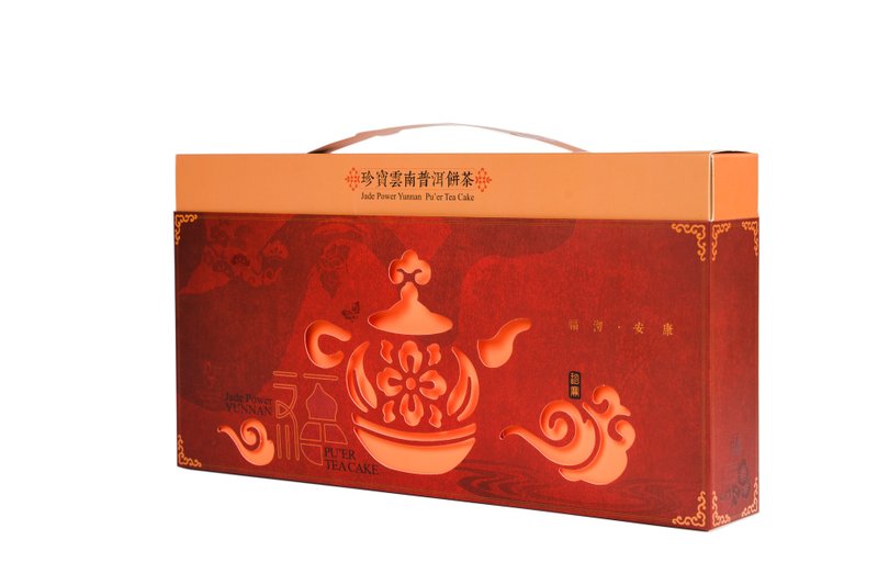 Treasure Yunnan Pu'er Cake Tea Gift Box - ชา - อาหารสด สีแดง