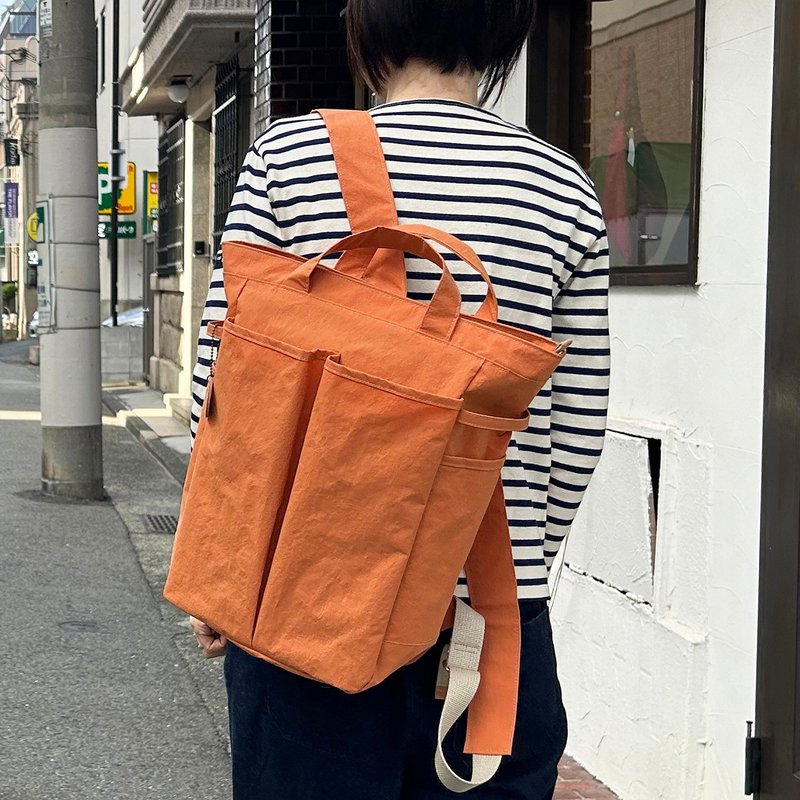 hike 　オレンジ　KONBU　撥水加工ナイロン素材リュック　受注製作 - 背包/後背包/書包 - 尼龍 橘色