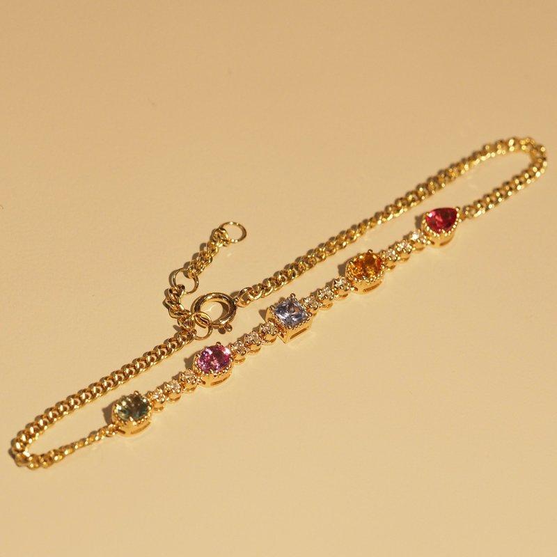 18K Gold Multi-Colored Sapphires Bracelet - Bracelets - Precious Metals 