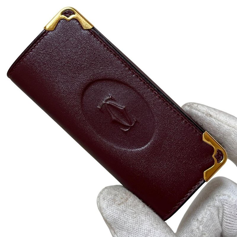 本物 Cartier カルティエ キーケース キーホルダー 4連 マストライン レザー ボルドー 美品 - 鑰匙圈/鑰匙包 - 其他材質 紅色