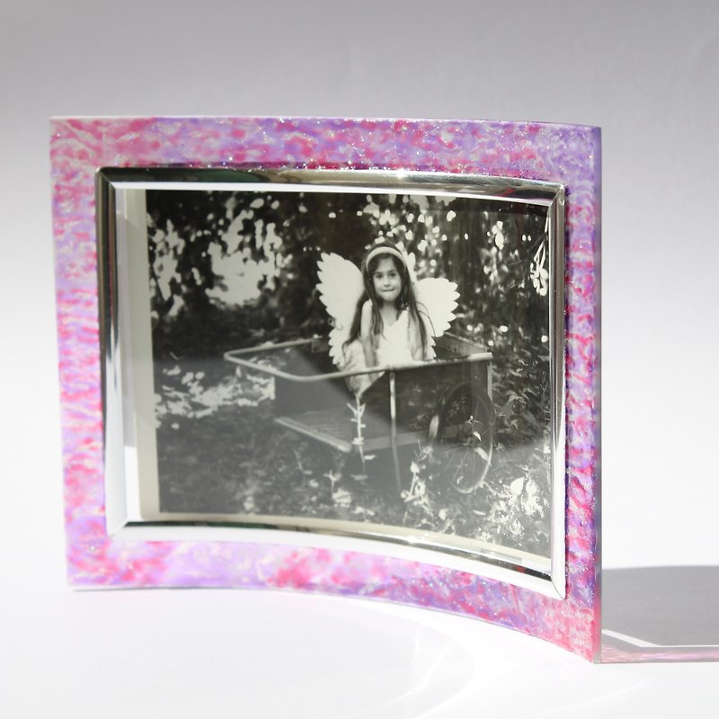 客製化禮物系列│手繪浪漫粉彩色玻璃彩繪相框 - 畫框/相架  - 玻璃 紫色