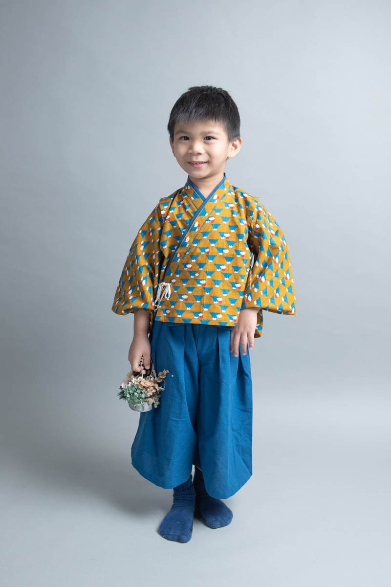 淺草振袖和服-訂製 嬰幼兒 寶寶 兒童 日本 和服 禮服 襯衫 彌月 - 男/女童禮服 - 棉．麻 藍色