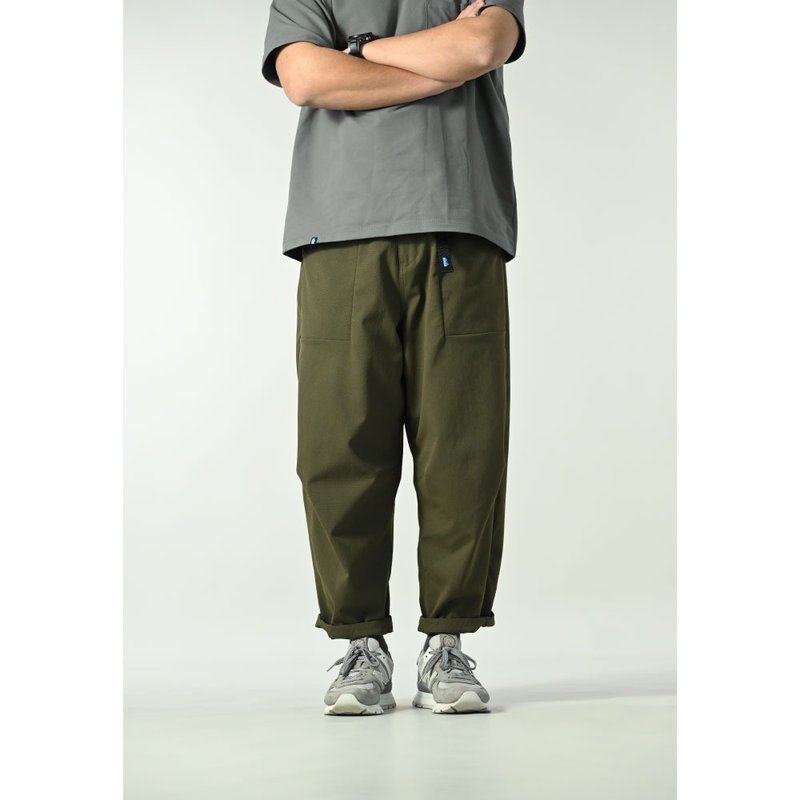 【Seattle KAVU】U/O Pant Japanese outdoor cocoon trousers green unisex style #LE002 - กางเกงขายาว - ไฟเบอร์อื่นๆ สีกากี