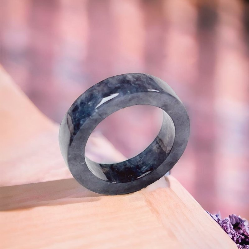 Ice black chicken jade horn ring ring | International 11 | Natural Burmese jade jade A goods | Gifts - General Rings - Jade Black