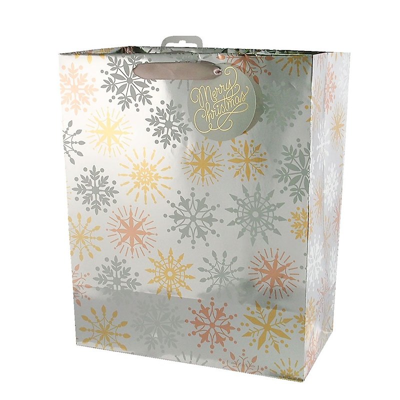 Silver White Snowflake Pattern Christmas Gift Bag [Hallmark-Gift Bag/Paper Bag Christmas Series] - วัสดุห่อของขวัญ - กระดาษ สีเงิน