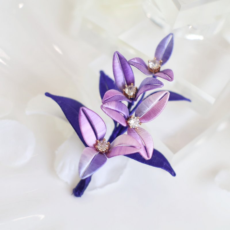 Colorful purple orchid lily - เครื่องประดับผม - ผ้าไหม สีม่วง