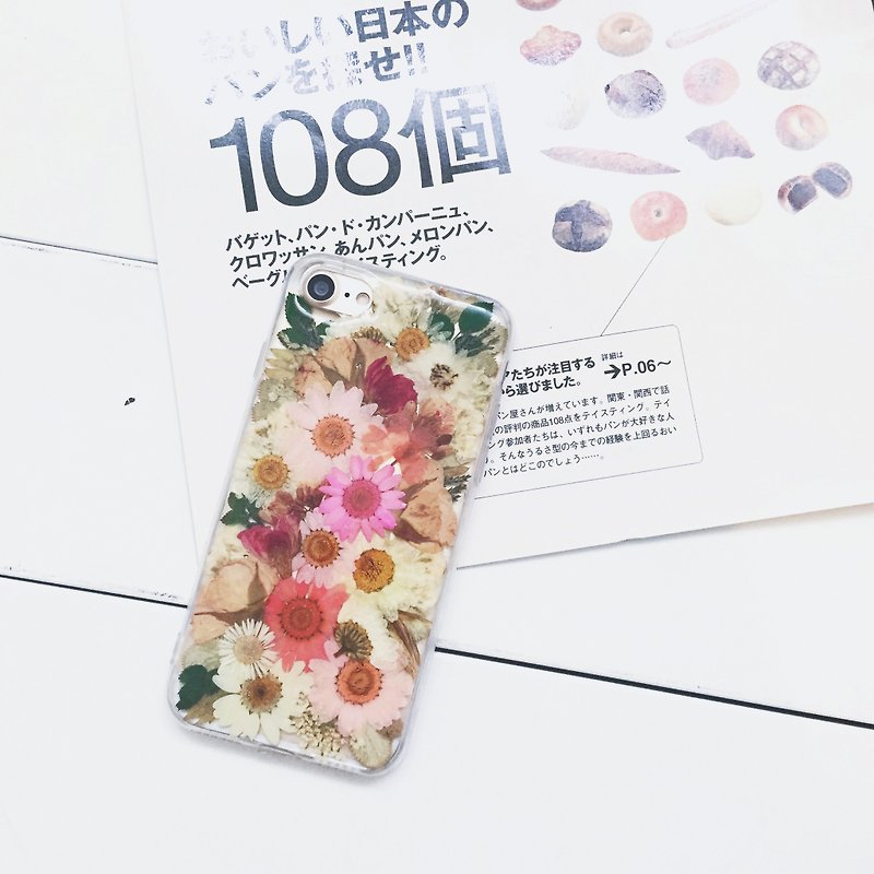 |Souvenirs|Original handmade first love pressed iPhone Xs Max mobile phone shell Valentine's Day gift - Phone Cases - Plants & Flowers Pink