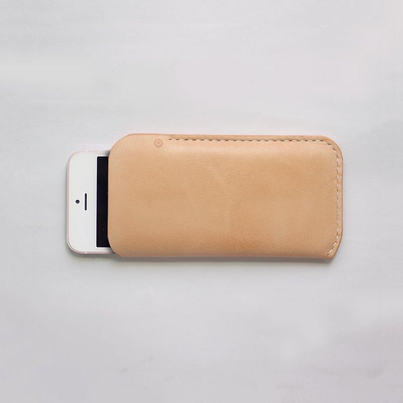 Tailor-made (Small) Handmade Leather Phone sleeve (customized details required) - Phone Cases - Genuine Leather Brown