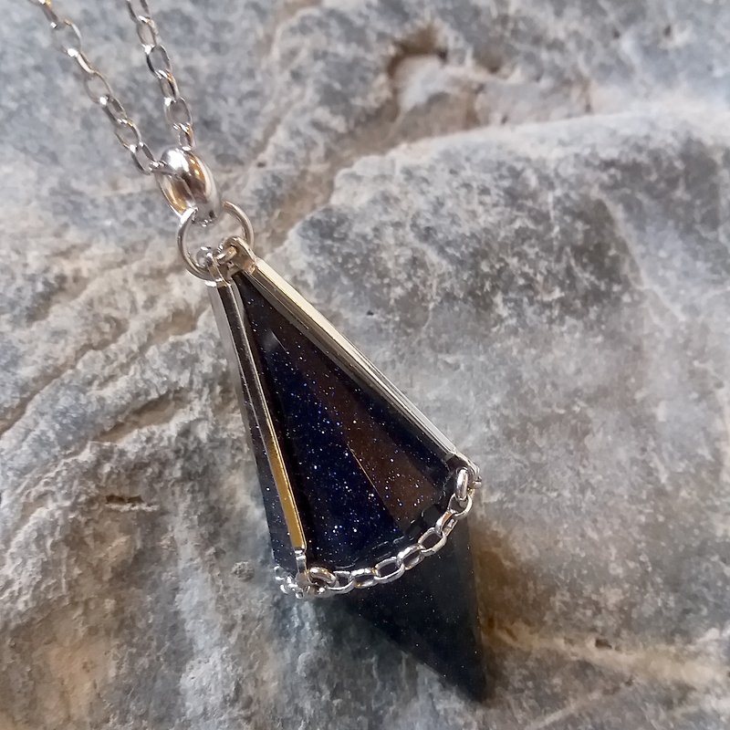 【Sacred Bonding】Blue Sandstone Pendulum Necklace / silver necklace