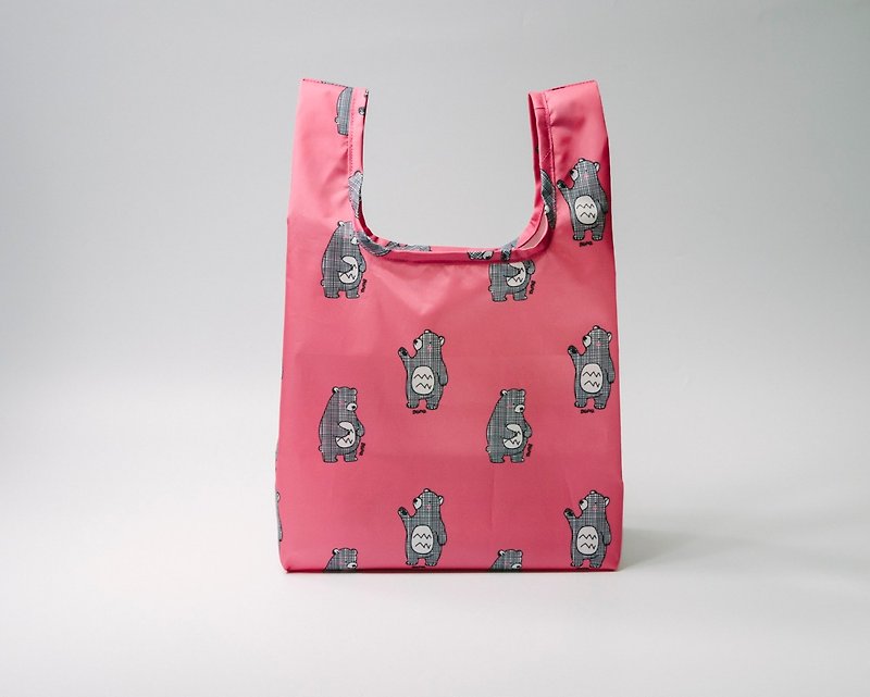 Pink bear waterproof shopping bag / beverage bag / picnic bag / handbag - กระเป๋าถือ - วัสดุกันนำ้ สึชมพู