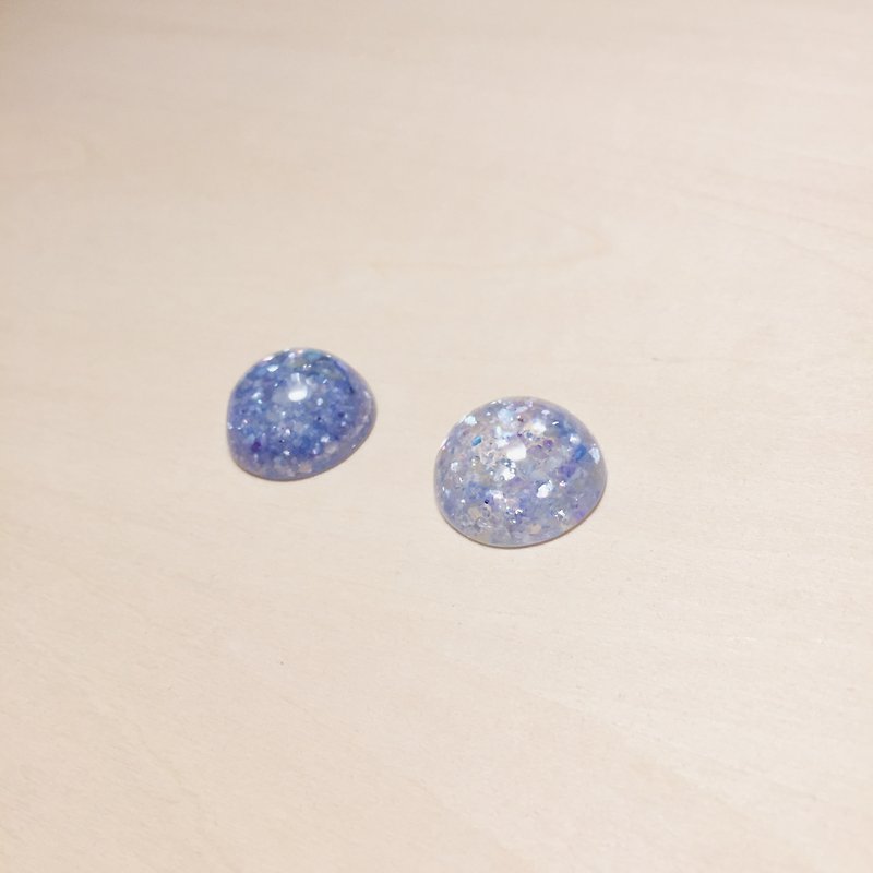 復古藍色碎貝殼丸子耳環