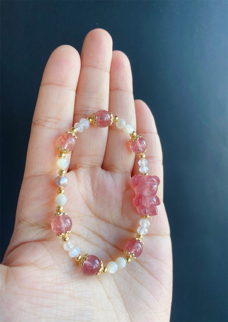 Strawberry crystal gummy bear design bracelet gift for girlfriends graduation gift