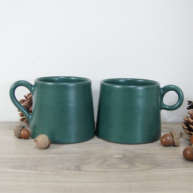Chrome green coffee cup, teacup, mug, water glass, mountain shaped cup - about 300ml - Mugs - Pottery Green