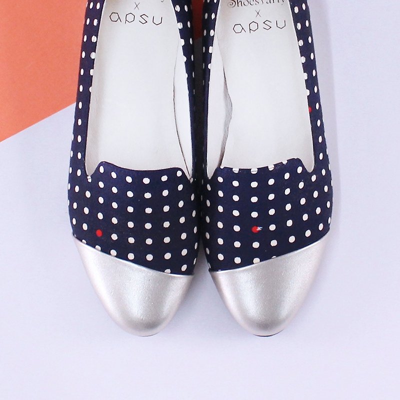 [23.5] Spot Shoes Party comprehensive blueberry jam oblique stitching Oubei La / handmade custom / Japan fabric - รองเท้าลำลองผู้หญิง - ผ้าฝ้าย/ผ้าลินิน 
