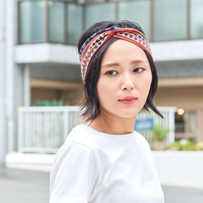 ネイティブ エスニック ターバン ヘアバンド - ヘアアクセサリー - コットン・麻 レッド