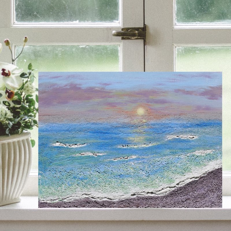 Taipei Handmade [Quartz Sand Texture Painting-Sunset and Sea] Painting Experience Course - วาดภาพ/ศิลปะการเขียน - ผ้าฝ้าย/ผ้าลินิน 