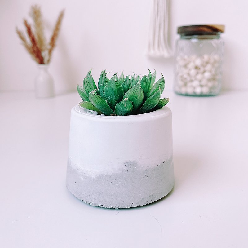 Manshan-white Cement smudged Cement small potted plant