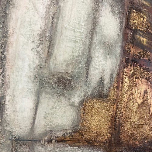 ブラウンの抽象絵画金箔アートキャンバスアートの特大金絵画