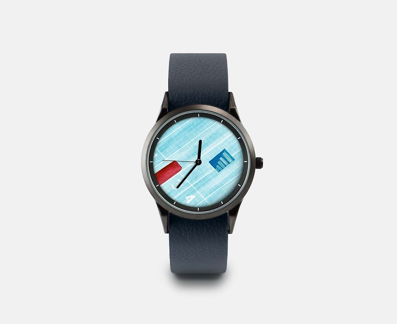 【Illustration Watch】-Take a break-7:00pm - Women's Watches - Other Metals Blue