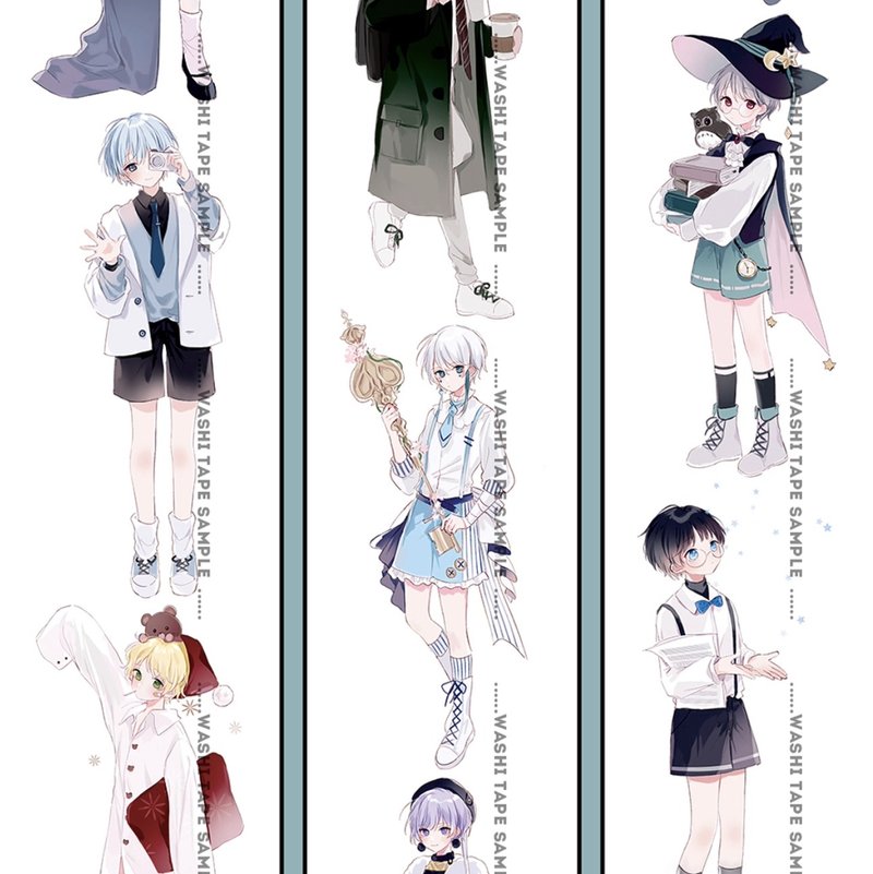 溫柔時光 レトロな少年少女 PET 和紙膠帶 台灣製 10米卷 - 紙膠帶/和紙/PET - 其他材質 多色