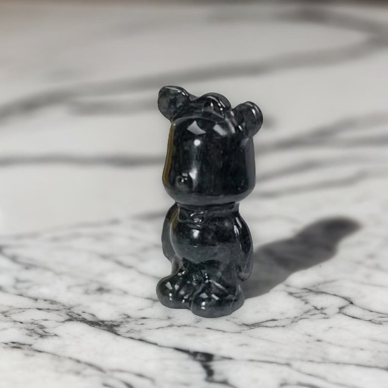 [Bear Bear Jade Meets You] Black Chicken Floating Flower Jade Cute Little Bear Pendant | Natural Burmese Jade Jade A Grade - อื่นๆ - หยก สีดำ