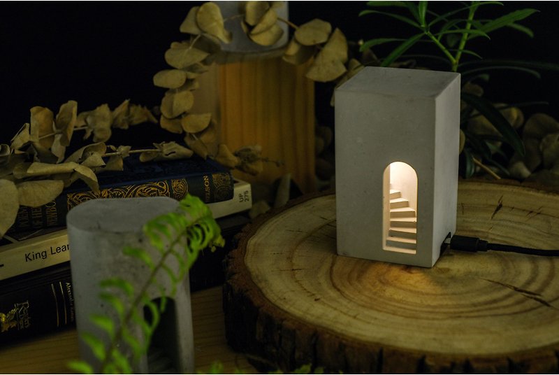 2 Glimmer- Plus(Concrete) | handmade desktop decor, table lamp, home decor - โคมไฟ - ปูน สีเทา