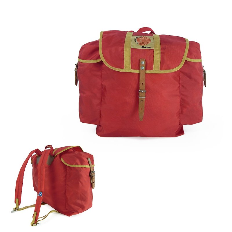 A‧PRANK :DOLLY :: VINTAGE brand MIZUNO red hiking backpack (B807015) - กระเป๋าเป้สะพายหลัง - ผ้าฝ้าย/ผ้าลินิน สีแดง