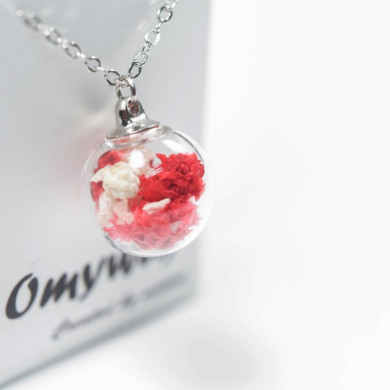 愛の宿題-OMYWAY赤い星空ドライフラワー永遠の花ガラス玉の装飾品ネックチェーン1.4 cm - チョーカー - ガラス ホワイト
