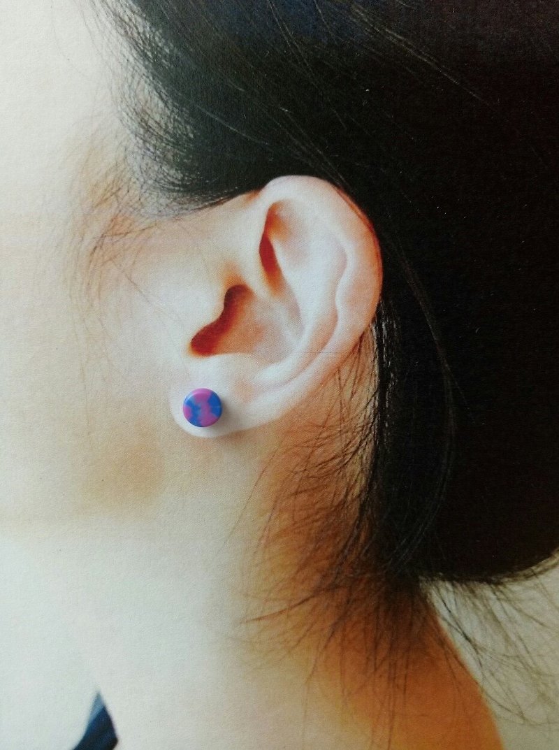 Mini soft ceramic Stainless Steel ear pins - ต่างหู - ดินเผา สีม่วง